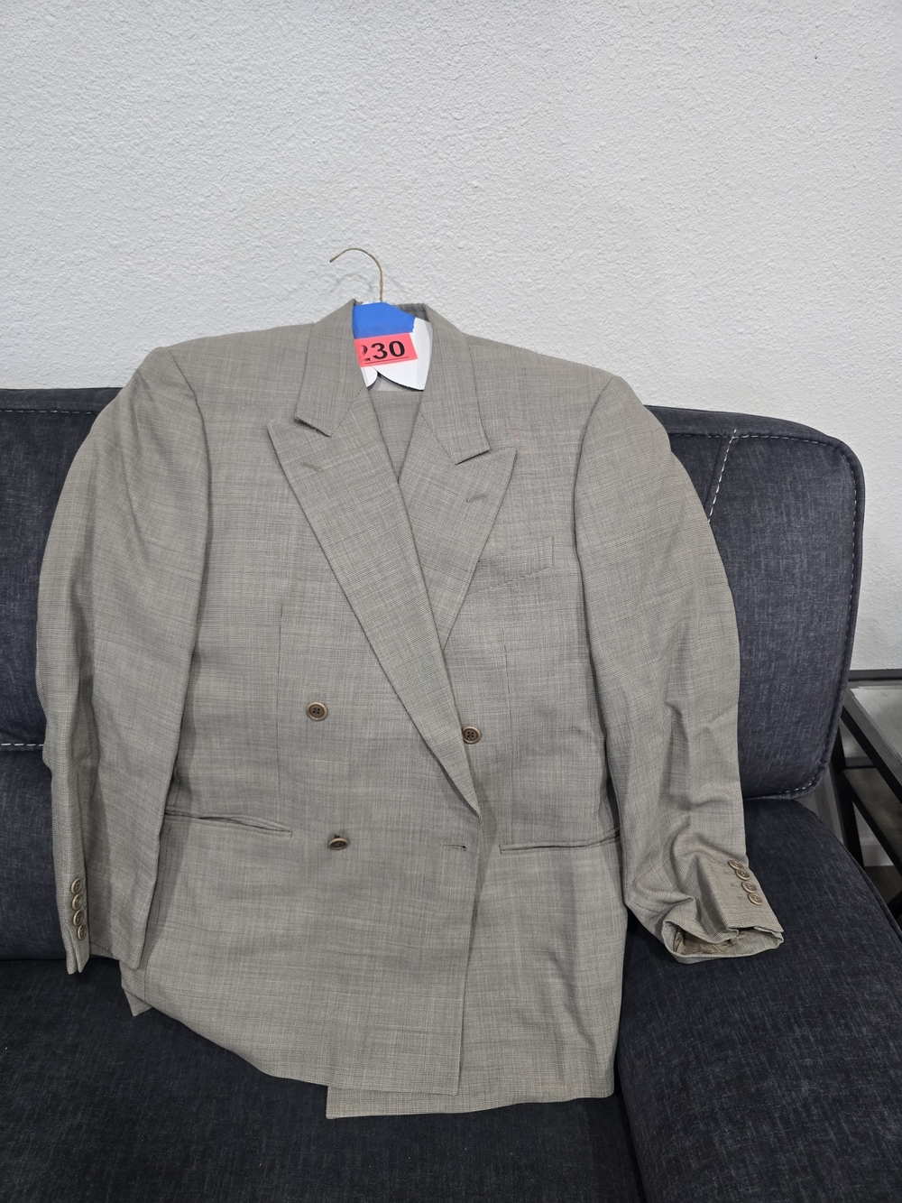 Valentino Classic Double-Breasted Men's Blazer in Light Taupe And Dress Trousers
